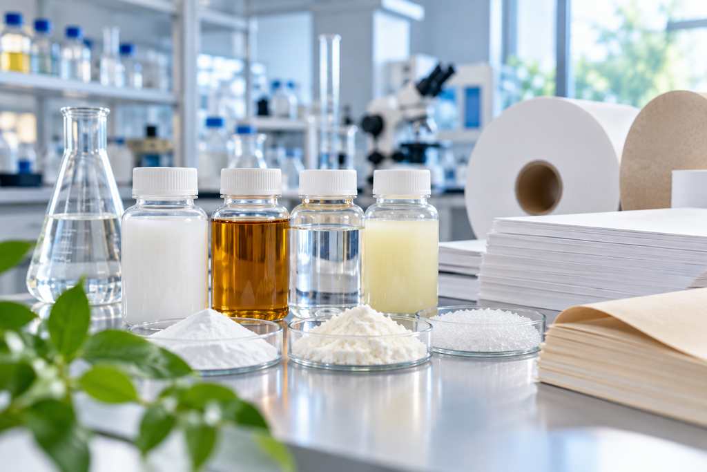 Paper chemical samples in a laboratory